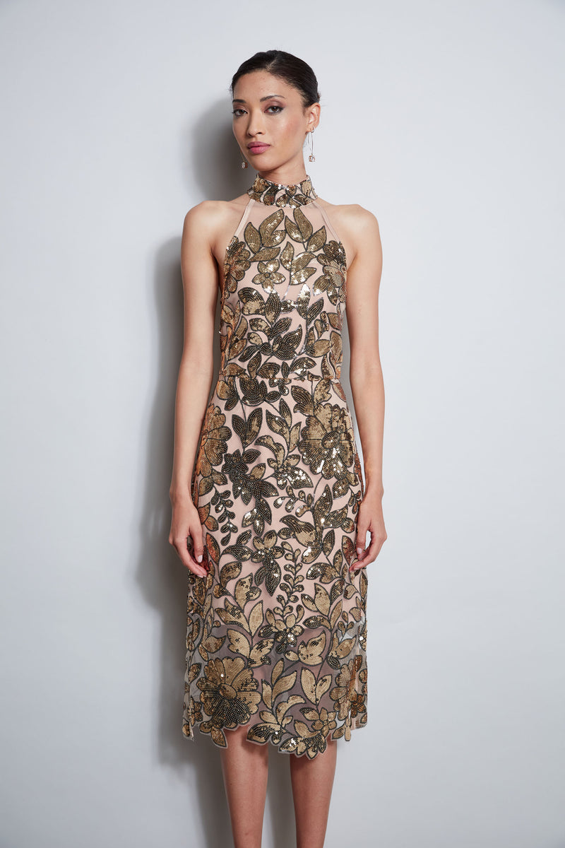 floral sequin dress